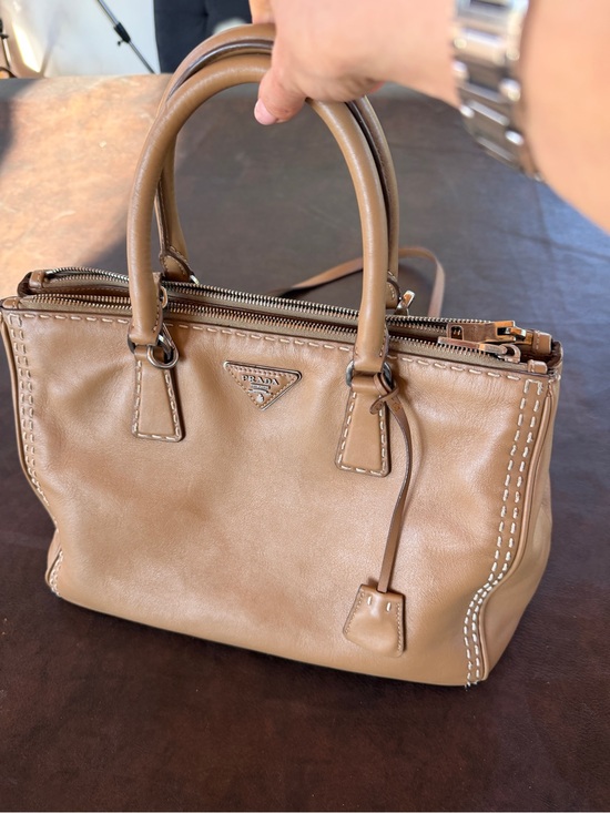 Prada Handbags - Prada Tan Leather Galleria Bag  with Top Handles